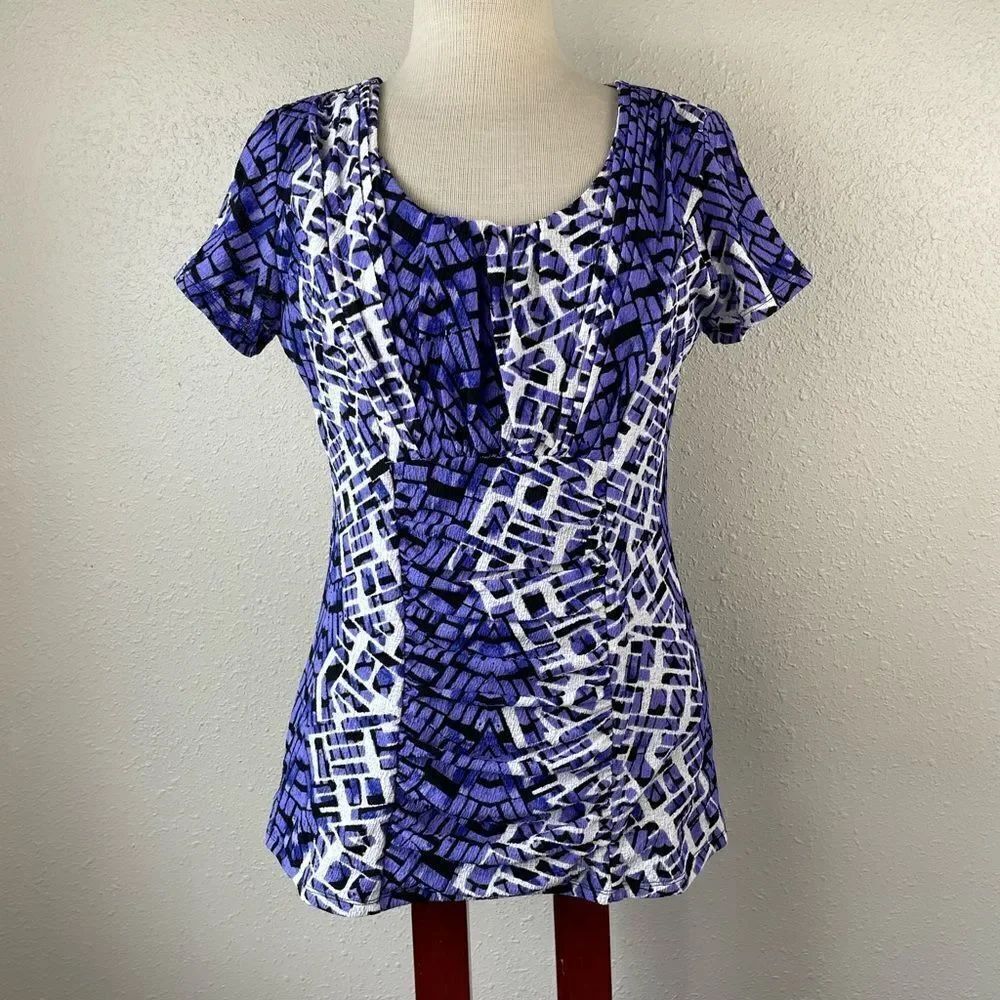 Alfani Short Sleeve Blouse Top Size M EUC